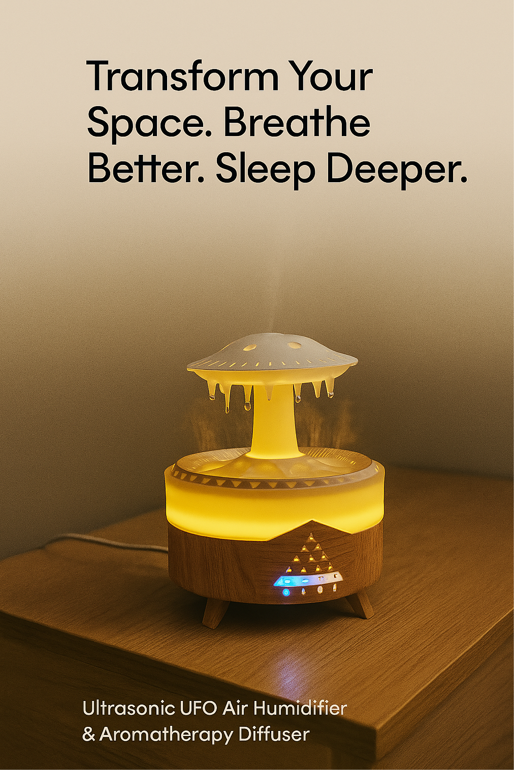 Ultrasonic UFO Air Humidifier & Aromatherapy Diffuser